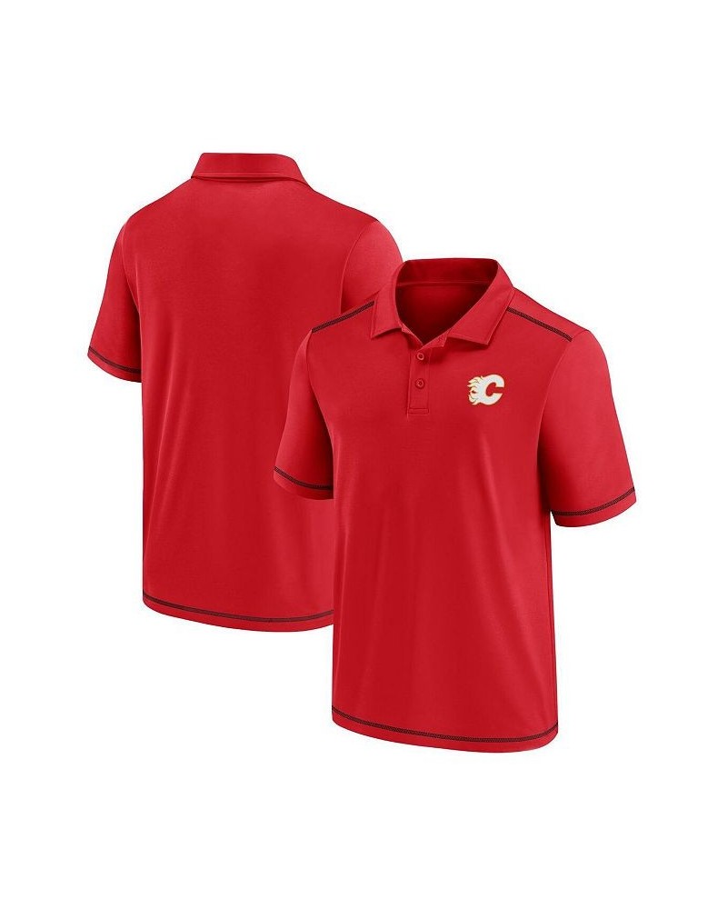 Men's Branded Red Calgary Flames Primary Logo Polo Shirt $25.50 Polo Shirts