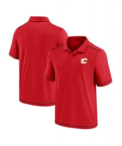 Men's Branded Red Calgary Flames Primary Logo Polo Shirt $25.50 Polo Shirts