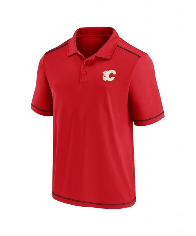 Men's Branded Red Calgary Flames Primary Logo Polo Shirt $25.50 Polo Shirts