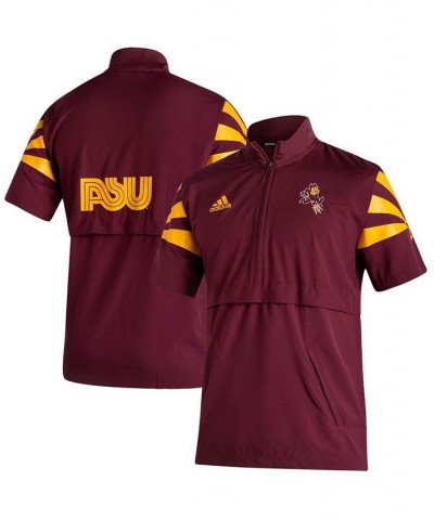 Men's Maroon Arizona State Sun Devils Football Strategy Half-Zip Short Sleeve Jacket $36.50 Jackets