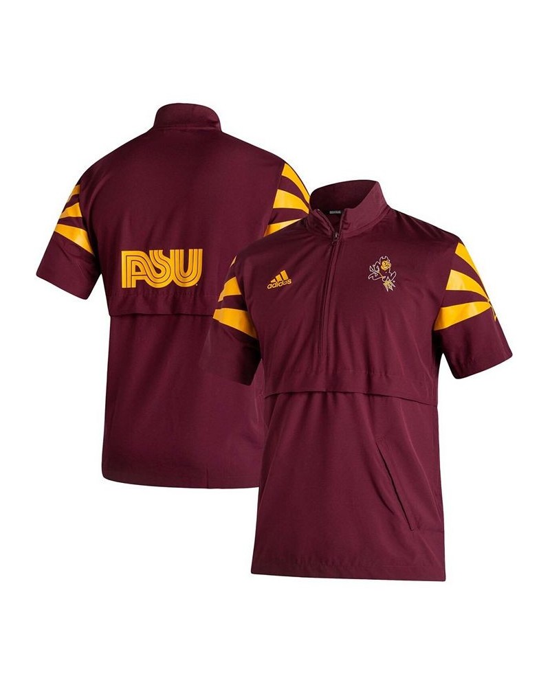 Men's Maroon Arizona State Sun Devils Football Strategy Half-Zip Short Sleeve Jacket $36.50 Jackets