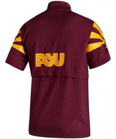 Men's Maroon Arizona State Sun Devils Football Strategy Half-Zip Short Sleeve Jacket $36.50 Jackets