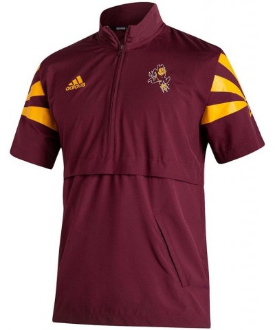 Men's Maroon Arizona State Sun Devils Football Strategy Half-Zip Short Sleeve Jacket $36.50 Jackets