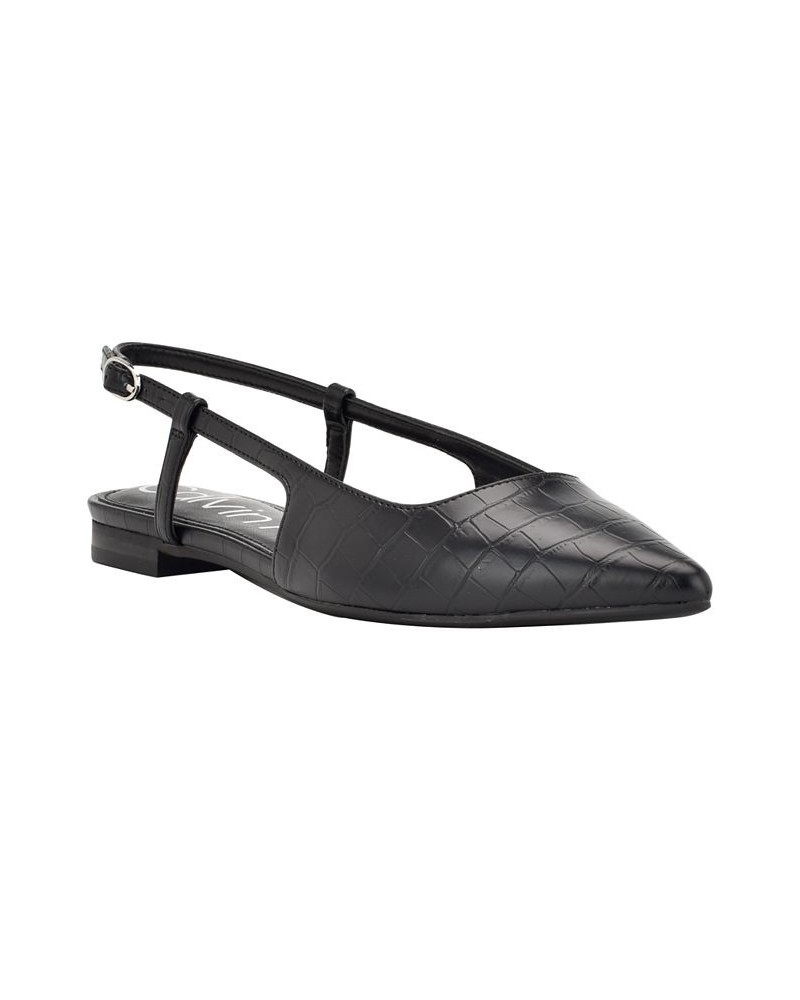 Women's Sangrie Pointy Toe Dress Flats Black $50.49 Shoes