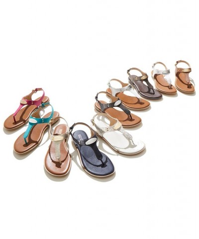 Women's MK Plate Flat Thong Sandals PD07 $52.25 Shoes