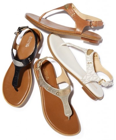 Women's MK Plate Flat Thong Sandals PD07 $52.25 Shoes