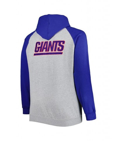 Men's Heather Gray New York Giants Big and Tall Fleece Raglan Full-Zip Hoodie Jacket $37.80 Jackets