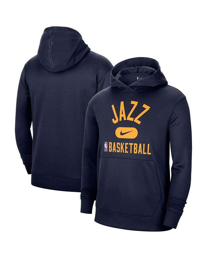 Men's Navy Utah Jazz 2021-2022 Spotlight On Court Performance Practice Pullover Hoodie $30.38 Sweatshirt