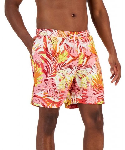 Men's Tropical Leaves Swim Trunks Pink $14.99 Swimsuits