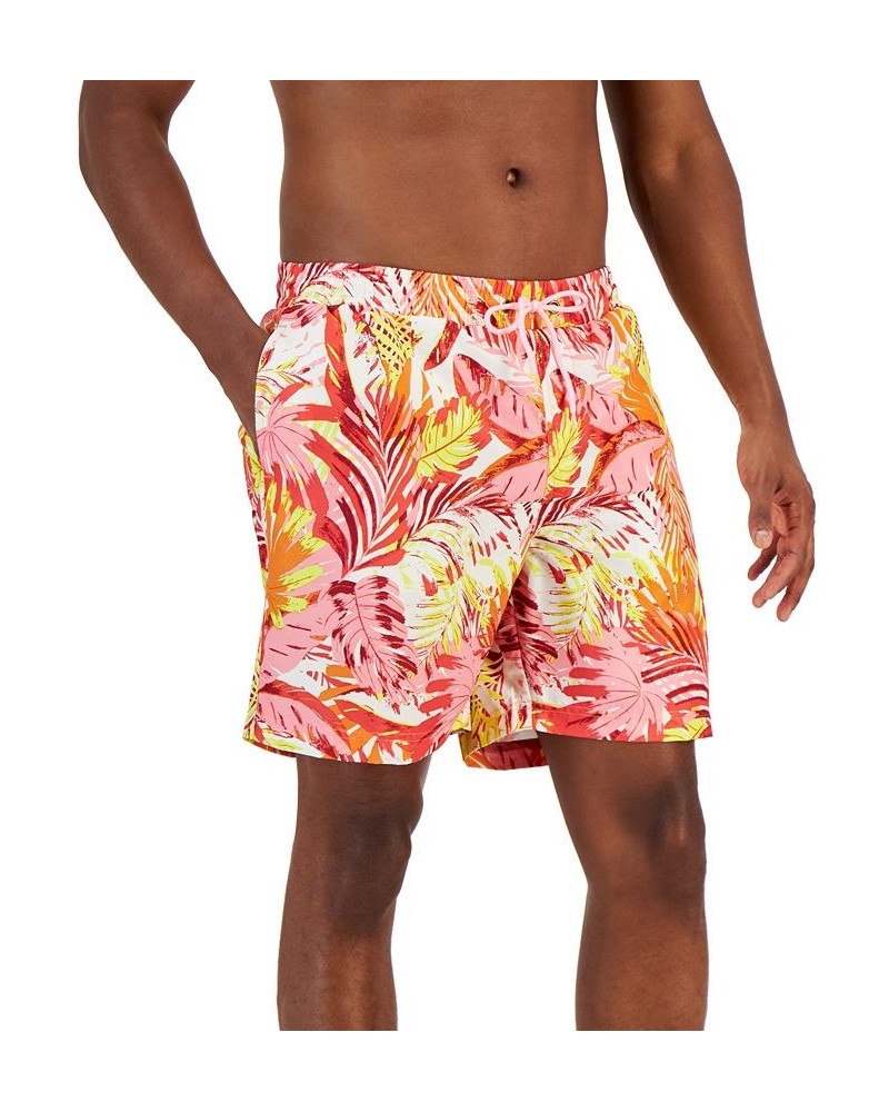 Men's Tropical Leaves Swim Trunks Pink $14.99 Swimsuits