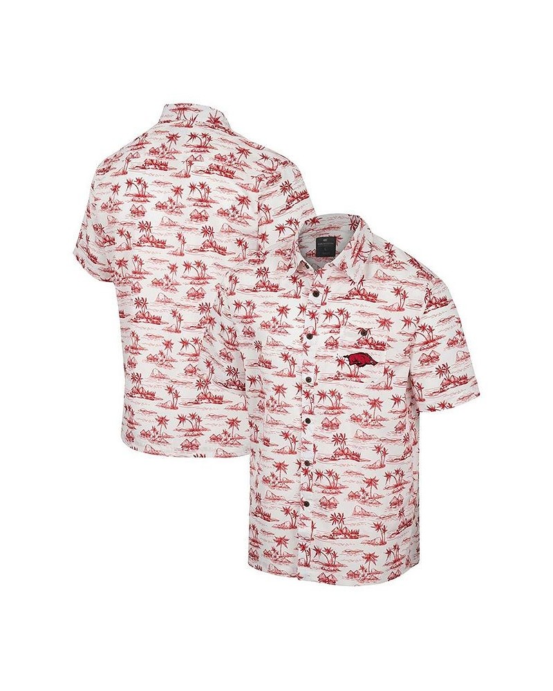 Men's White Arkansas Razorbacks Spontaneous is Romantic Camp Button-Up Shirt $36.00 Shirts