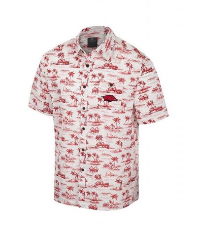 Men's White Arkansas Razorbacks Spontaneous is Romantic Camp Button-Up Shirt $36.00 Shirts