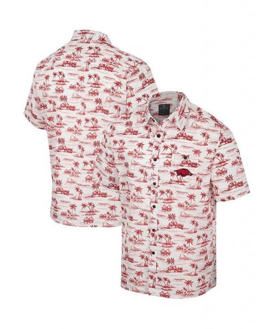 Men's White Arkansas Razorbacks Spontaneous is Romantic Camp Button-Up Shirt $36.00 Shirts