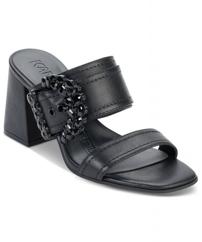 Women's Sylvie Slip-On Buckled Sandals Black $47.70 Shoes