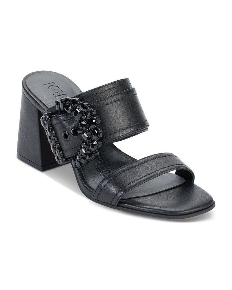 Women's Sylvie Slip-On Buckled Sandals Black $47.70 Shoes