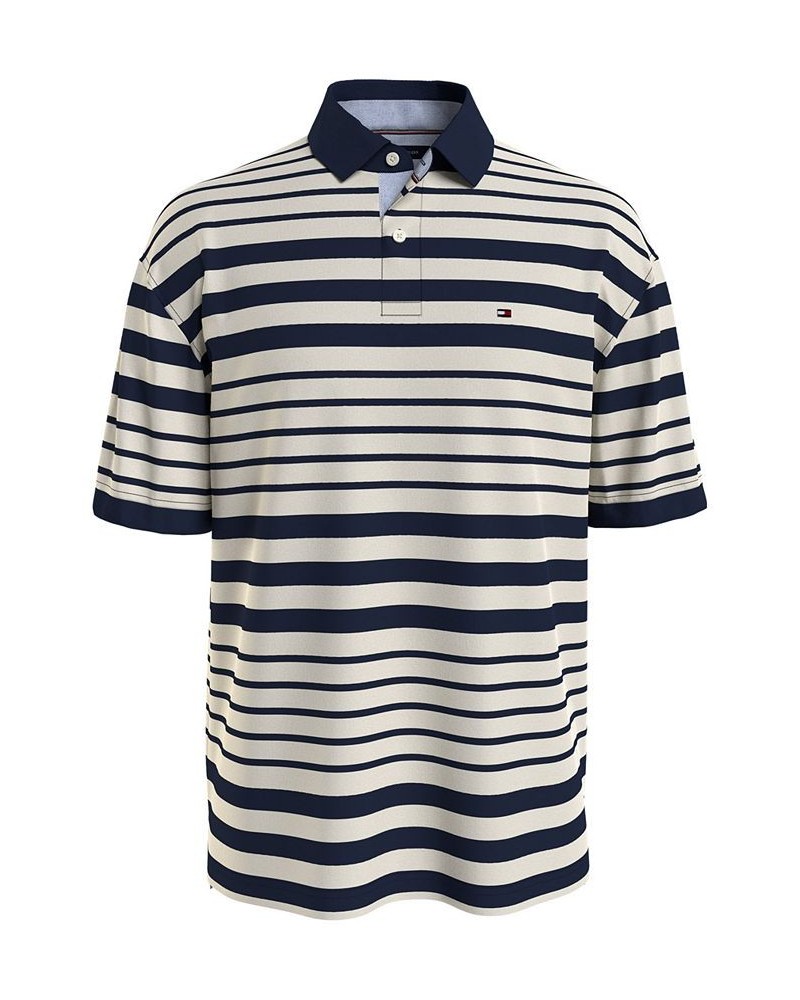 Men's Big & Tall Nautical Stripe Oversized-Fit Polo Blue $47.76 Polo Shirts