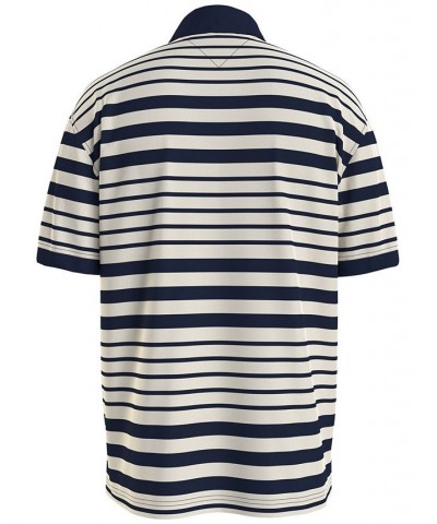 Men's Big & Tall Nautical Stripe Oversized-Fit Polo Blue $47.76 Polo Shirts