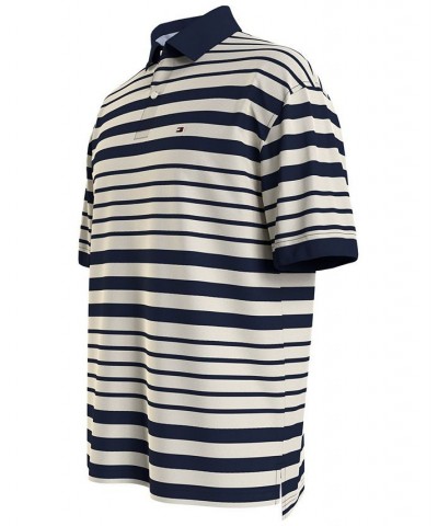 Men's Big & Tall Nautical Stripe Oversized-Fit Polo Blue $47.76 Polo Shirts