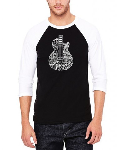 Men's Rock Guitar Head Raglan Baseball Word Art T-shirt Black $19.35 T-Shirts