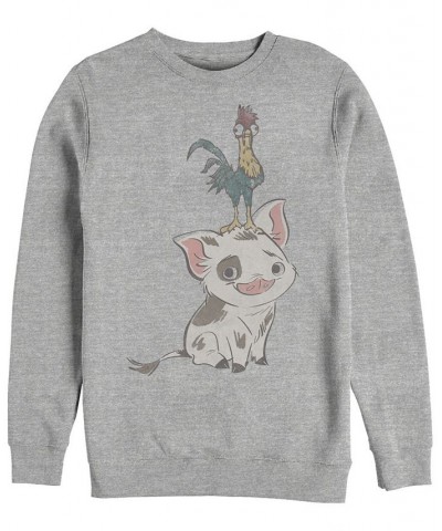 Disney Men's Moana Pua and Hei Hei, Crewneck Fleece Gray $25.85 Sweatshirt