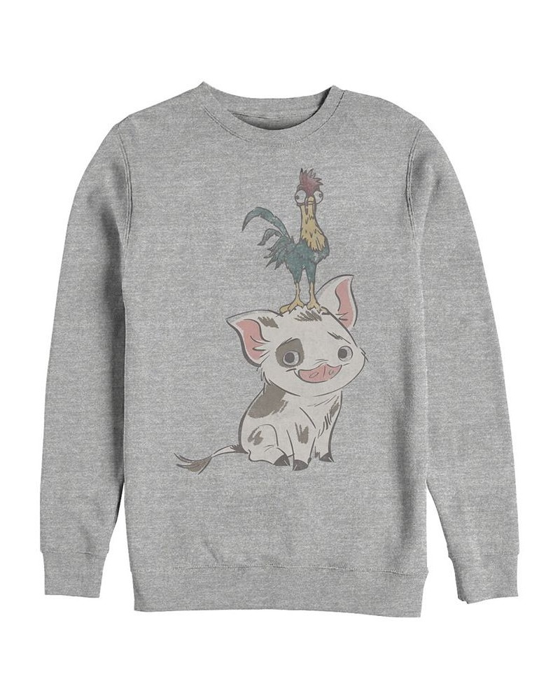 Disney Men's Moana Pua and Hei Hei, Crewneck Fleece Gray $25.85 Sweatshirt