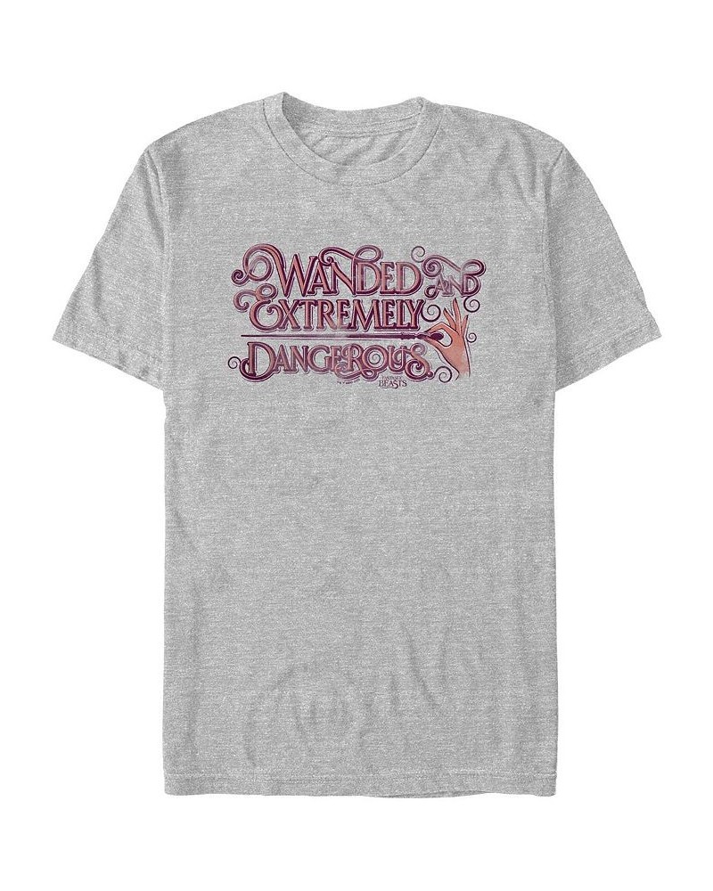 Men's Fantastic Beasts and Where to Find Them Wanded Dangerous Short Sleeve T-shirt Gray $19.24 T-Shirts