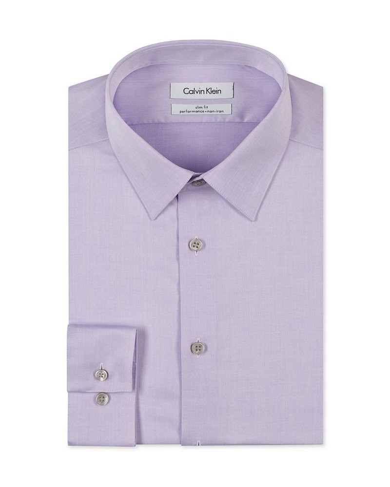 Men's Slim-Fit Non-Iron Performance Dress Shirt Lilac $24.88 Dress Shirts