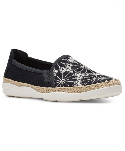 Women's Elaina Harbor Embroidered Jute-Trimmed Flats Black $45.00 Shoes