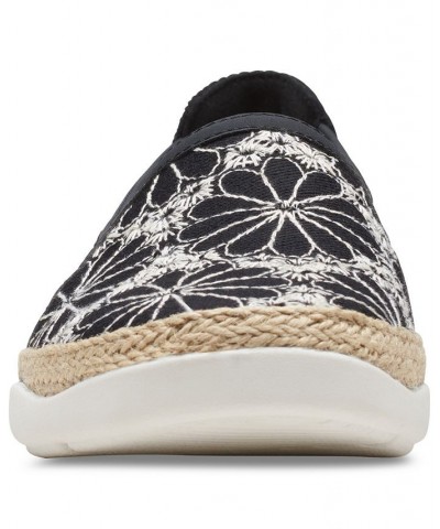 Women's Elaina Harbor Embroidered Jute-Trimmed Flats Black $45.00 Shoes