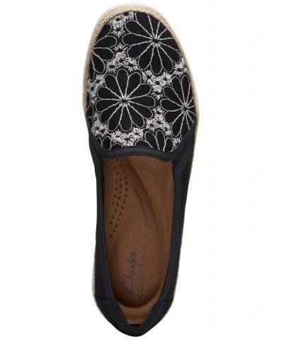 Women's Elaina Harbor Embroidered Jute-Trimmed Flats Black $45.00 Shoes