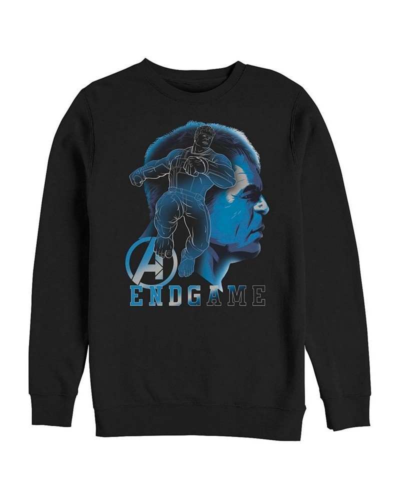 Marvel Men's Avengers Endgame Blue Hulk Side View Silhouette, Crewneck Fleece Black $29.14 Sweatshirt