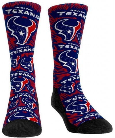 Men's Houston Texans Logo Sketch Multi Crew Socks $15.59 Socks