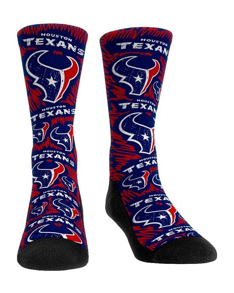 Men's Houston Texans Logo Sketch Multi Crew Socks $15.59 Socks