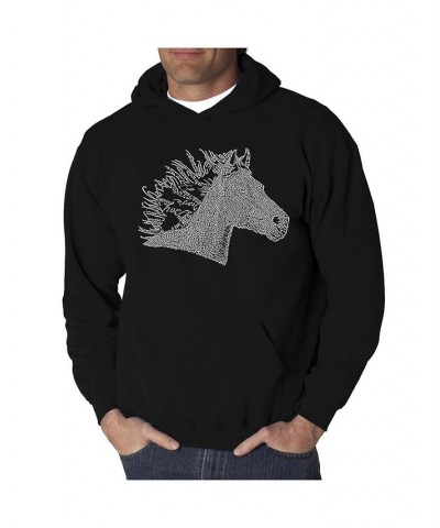 Men's Horse Mane Word Art Hooded Sweatshirt Black $33.59 Sweatshirt