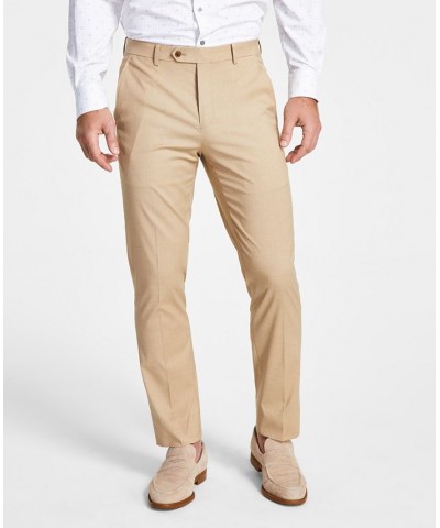 Men's Slim-Fit Stretch Solid Suit Pants Brown $31.98 Suits