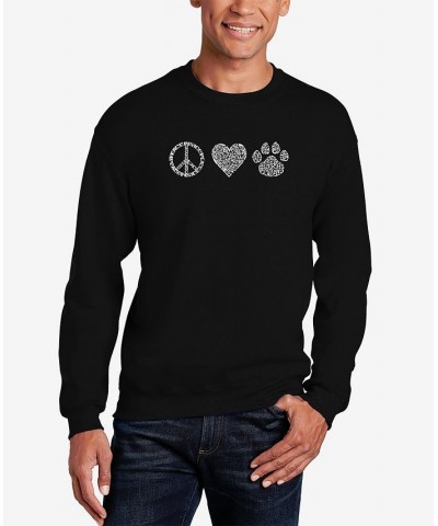 Men's Peace Love Cats Word Art Crew Neck Sweatshirt Black $29.49 Sweatshirt