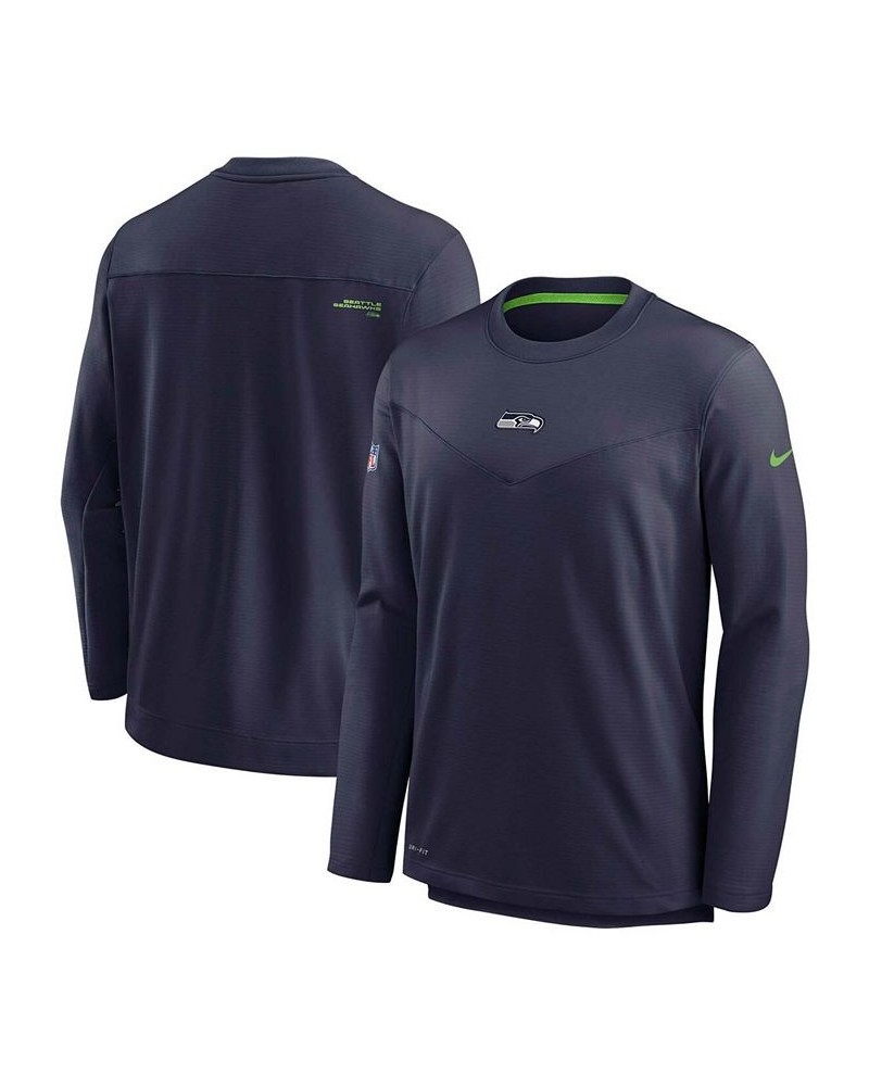 Men's College Navy Seattle Seahawks Sideline Team Performance Pullover Sweatshirt $28.38 Sweatshirt