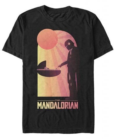 Men's Star Wars The Mandalorian The Child Sunset Meeting Short Sleeve T-shirt Black $20.99 T-Shirts