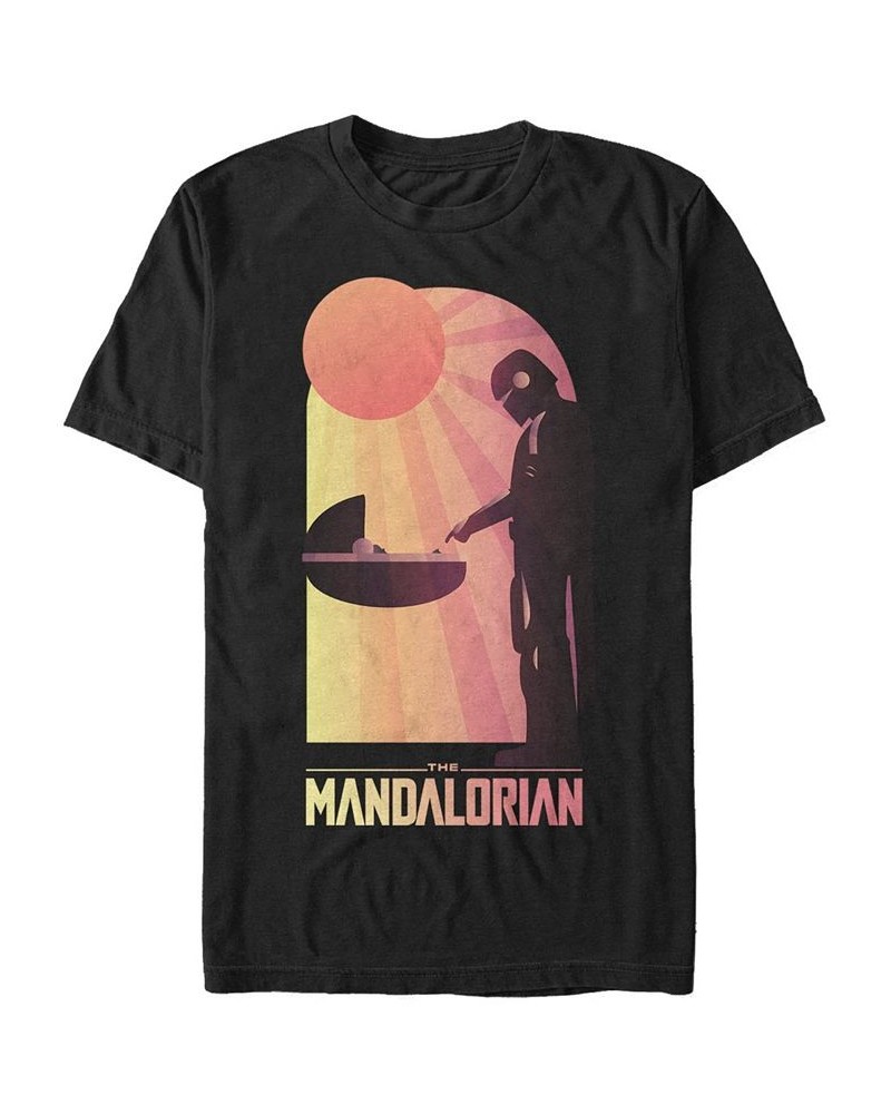 Men's Star Wars The Mandalorian The Child Sunset Meeting Short Sleeve T-shirt Black $20.99 T-Shirts