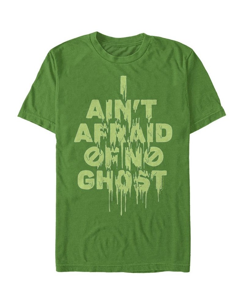 Men's Ain'T Afraid of No Ghost Slime Text Short Sleeve T- shirt Green $14.70 T-Shirts