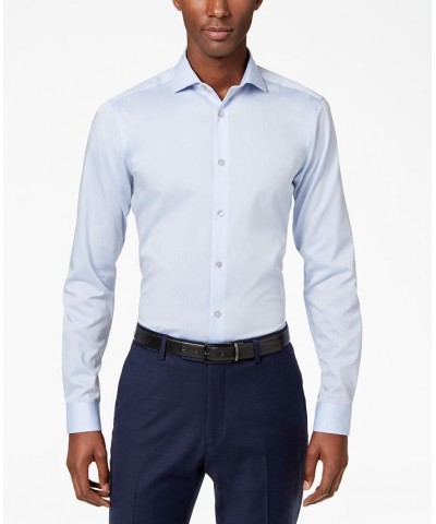 Men's Slim-Fit Non-Iron Performance Spread Collar Herringbone Dress Shirt Blue $22.89 Dress Shirts