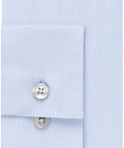 Men's Slim-Fit Non-Iron Performance Spread Collar Herringbone Dress Shirt Blue $22.89 Dress Shirts