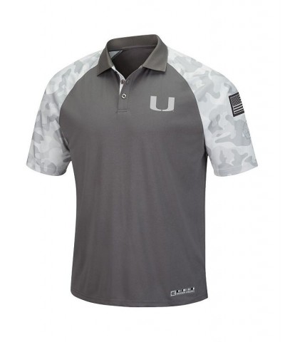 Men's Gray, Camo Miami Hurricanes OHT Military-Inspired Appreciation Raglan Zoomie Polo Shirt $34.79 Polo Shirts