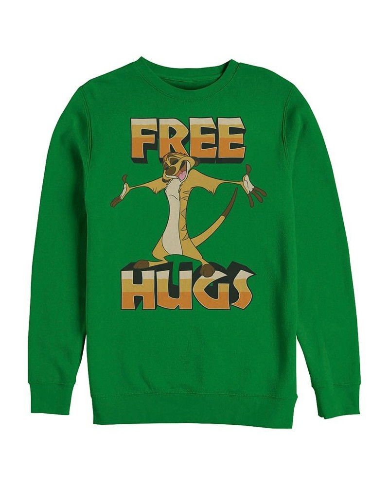 Disney Men's Lion King Timon Free Hugs, Crewneck Fleece Green $30.24 Sweatshirt