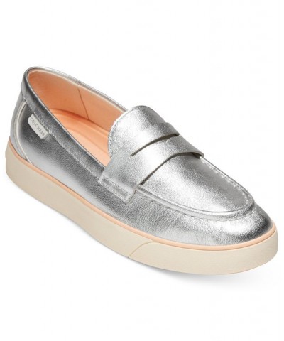 Women's Nantucket 2.0 Penny Loafers Silver $47.60 Shoes