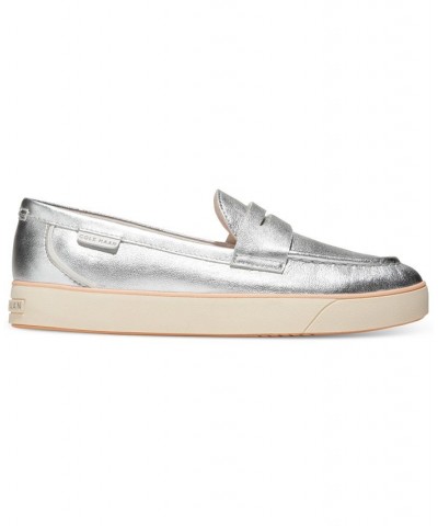 Women's Nantucket 2.0 Penny Loafers Silver $47.60 Shoes