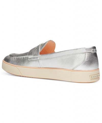 Women's Nantucket 2.0 Penny Loafers Silver $47.60 Shoes