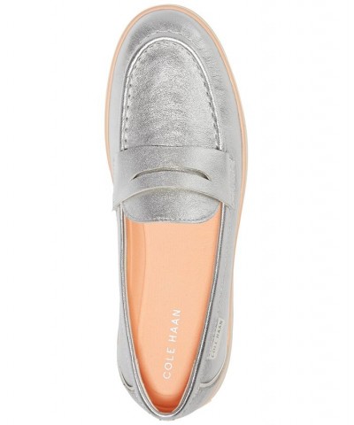 Women's Nantucket 2.0 Penny Loafers Silver $47.60 Shoes