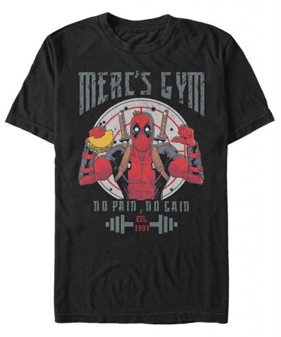 Marvel Men's Deadpool Merc's Gym, Short Sleeve T-Shirt Black $20.64 T-Shirts