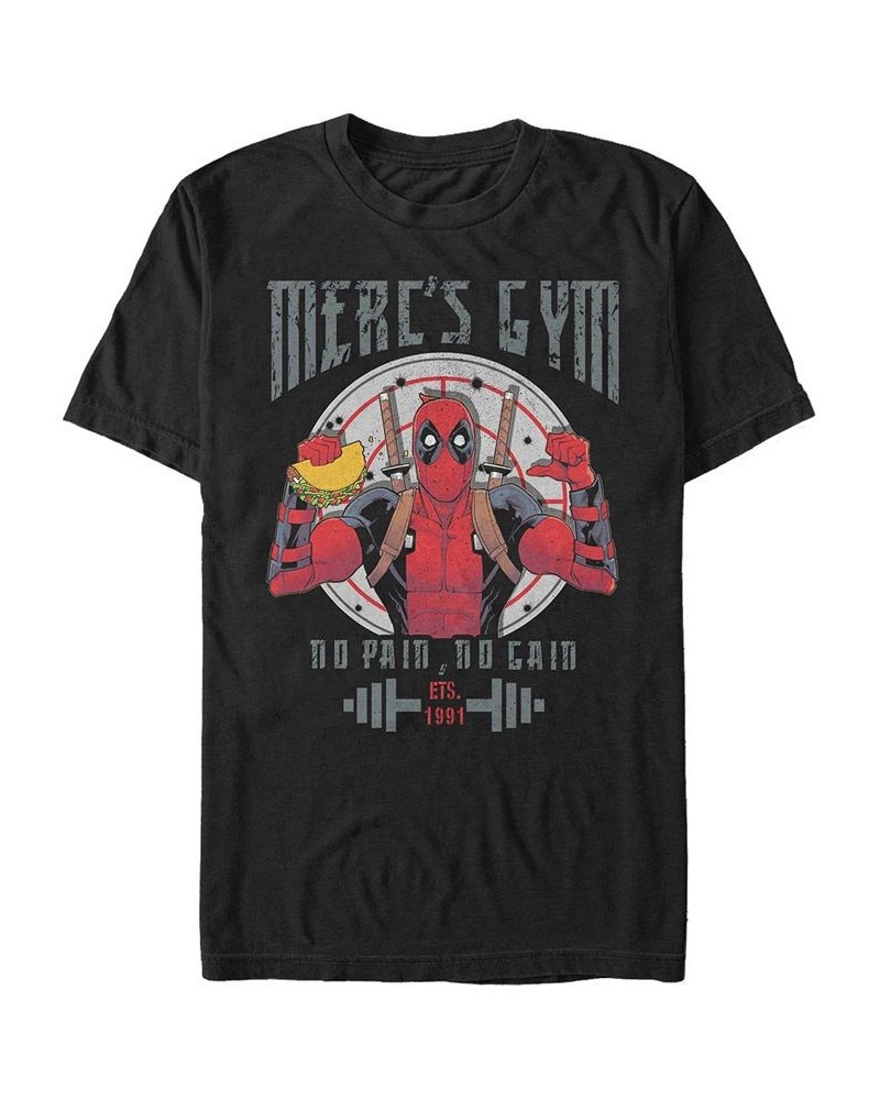 Marvel Men's Deadpool Merc's Gym, Short Sleeve T-Shirt Black $20.64 T-Shirts